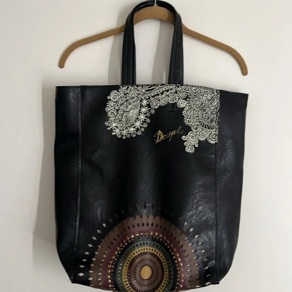 Desigual Black and Gold Tote Bag - Picture 2 of 14